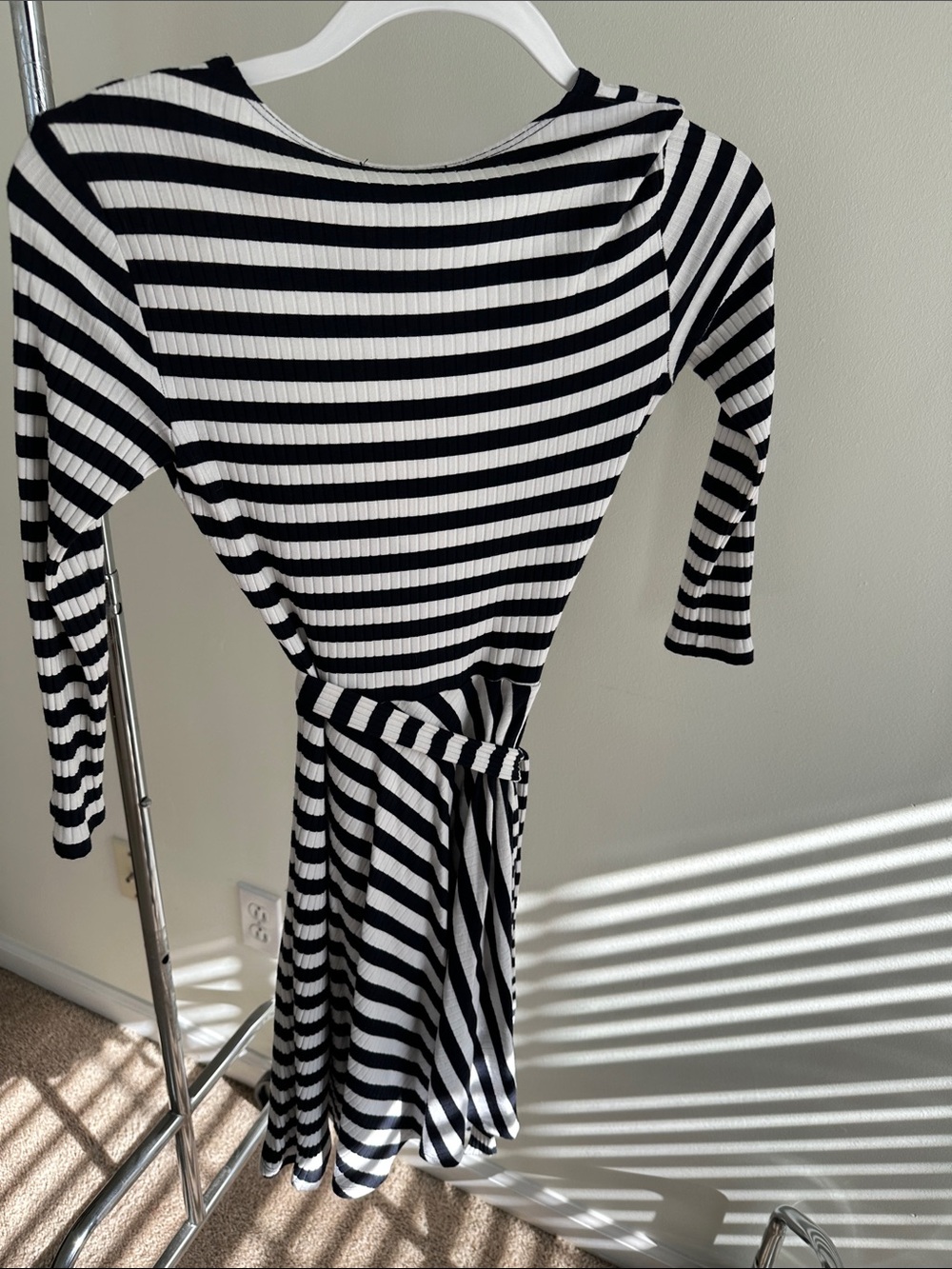 Bailey 44 Black & White Striped Wrap Dress - Picture 4 of 9